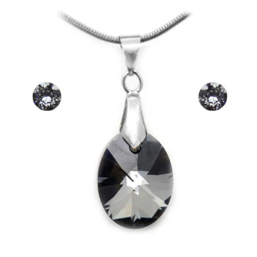 Swarovski kristályos ékszerszett - Oval 18 mm, Silver Night + díszdoboz