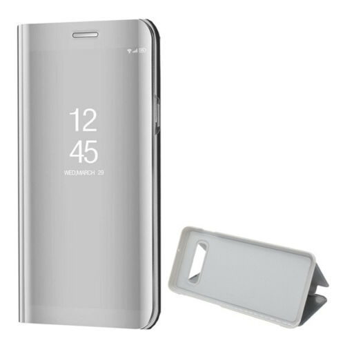 Samsung Galaxy S10 Plus SM-G975, Oldalra nyíló tok, hívás mutatóval, Smart View Cover, ezüst (utángyártott)