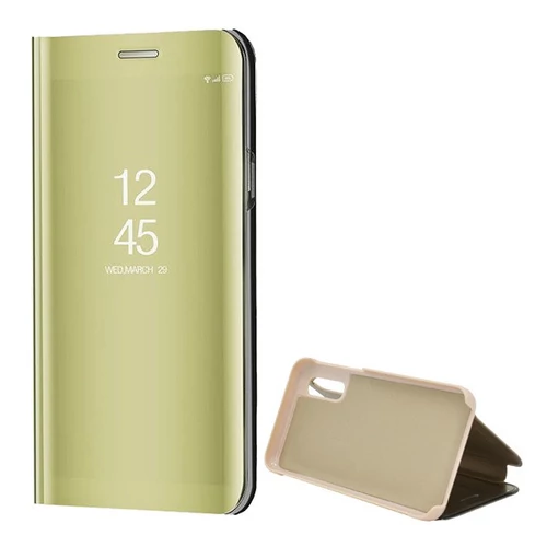Samsung Galaxy A20 / A30 SM-A205F / A305F, Oldalra nyíló tok, hívás mutatóval, Smart View Cover, arany (utángyártott)