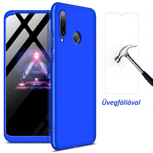 Huawei P30 lite 360°-os navy kék, matt tok +üvegfólia