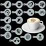 Kép 2/3 - Cappuccino és kávé díszítő vegyes sablonok (16db)