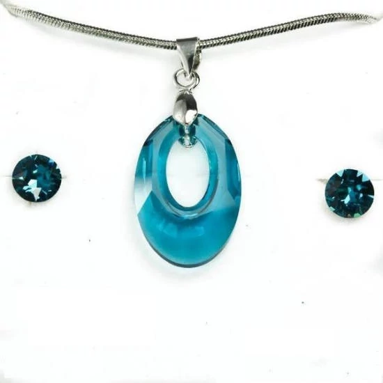 Swarovski® kristályos ékszerszett - Helios 20 mm, Indicolite + díszdoboz