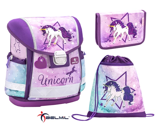 Belmil Merevfalú Iskolatáska Szett, Classy 403-13, Unicorn, Tolltartó, Tornazsák