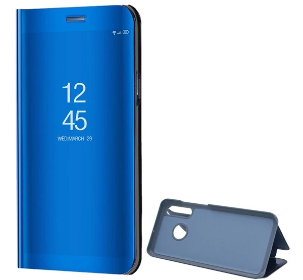 Huawei P30 Lite, Oldalra nyíló tok, hívás mutatóval, Smart View Cover, kék (utángyártott)