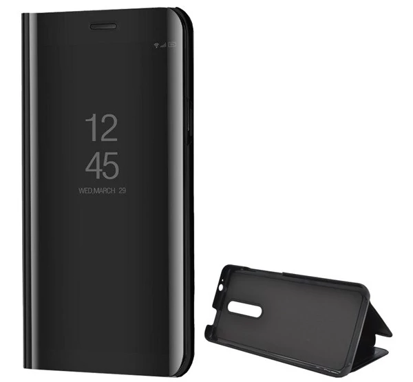 Xiaomi Redmi K20 / K20 Pro / Mi 9T / Mi 9T Pro, Oldalra nyíló tok, hívás mutatóval, Smart View Cover, fekete (utángyártott)