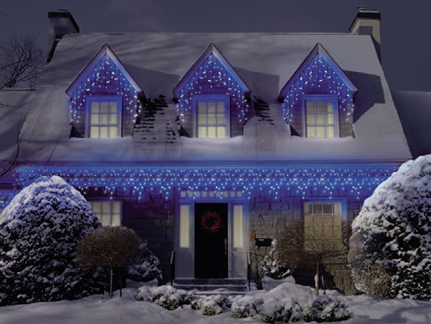 Karácsonyi Jégcsap fényfüzér 188 Ledes 8 m hosszú kék