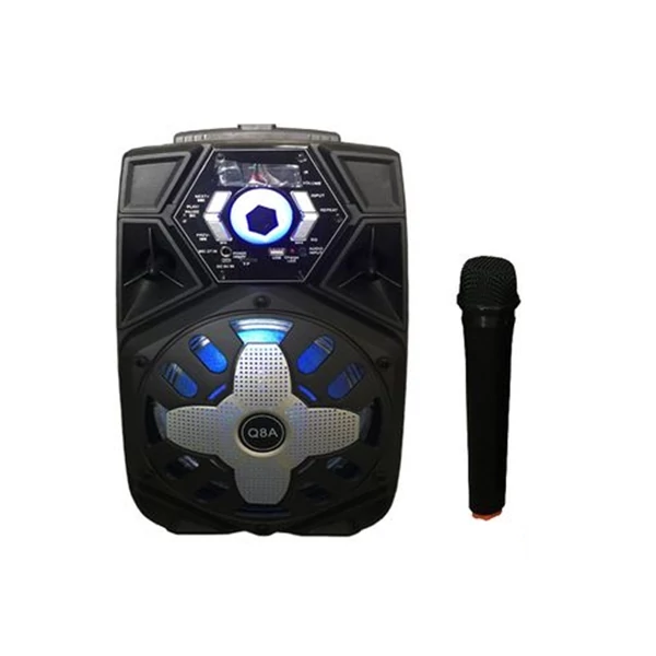 Q8 Professzionális hordozható Karaoke hangfal silver Bluetooth, USB, TF, AUX