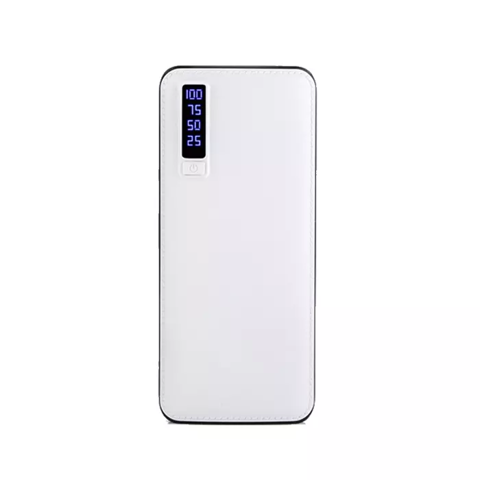 Bőrhatású PowerBank Külső Akkumulátor Zseblámpa Funkcióval  25000mAh Fehér