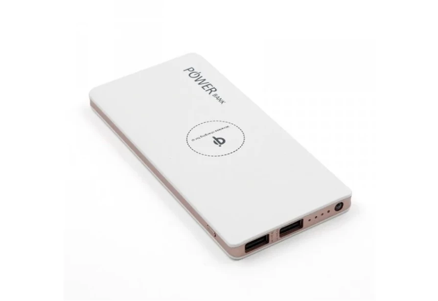 Wireless PowerBank Külső Akkumulátor 20.000mAh Fehér Zseblámpa Funkcióval