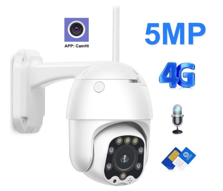 4G Sim kártyás vezeték nélküli WIFI PTZ IP kamera 5MP
