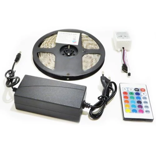 Led szalag 5m színes rgb adapterrel távirányítóval