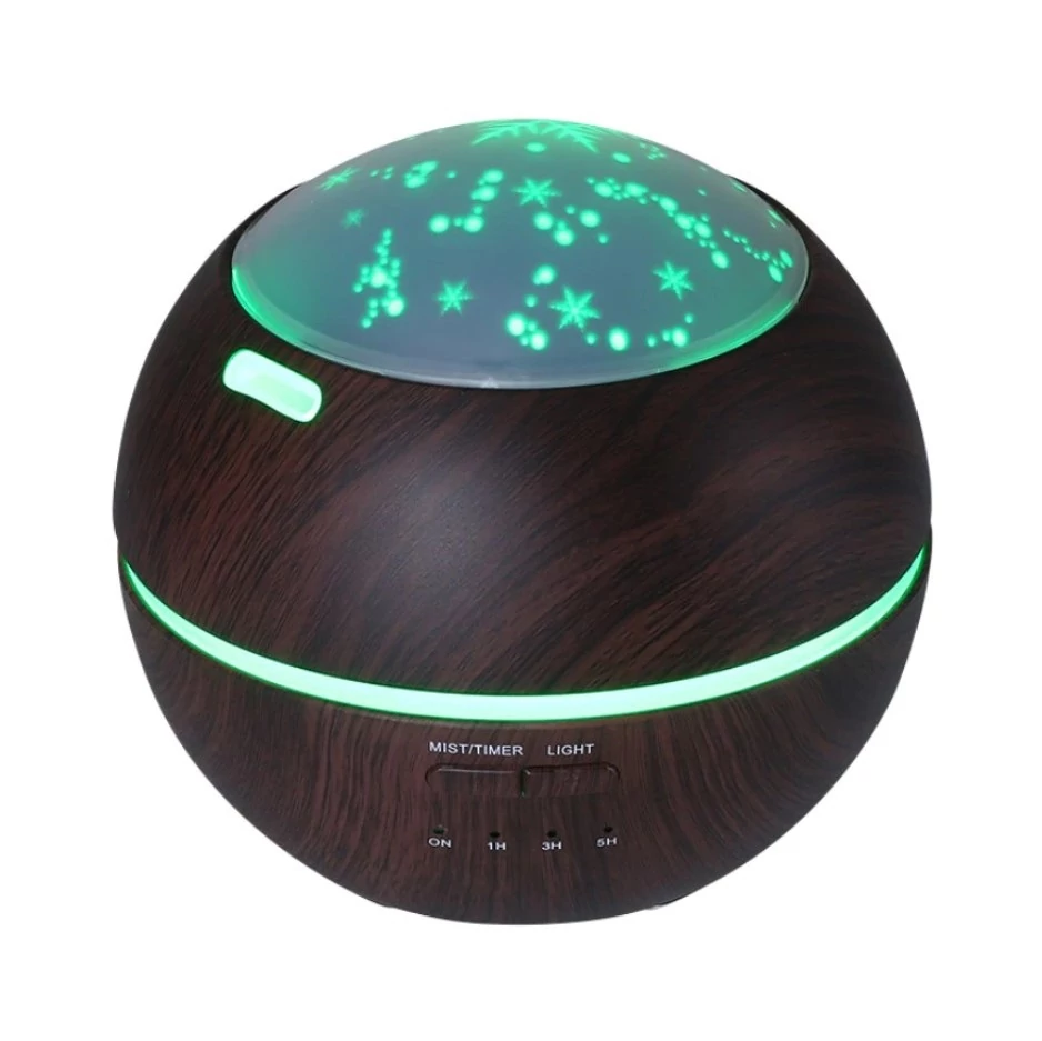 Csillagfényes Aroma Diffúzor  LED fénnyel Sötétbarna