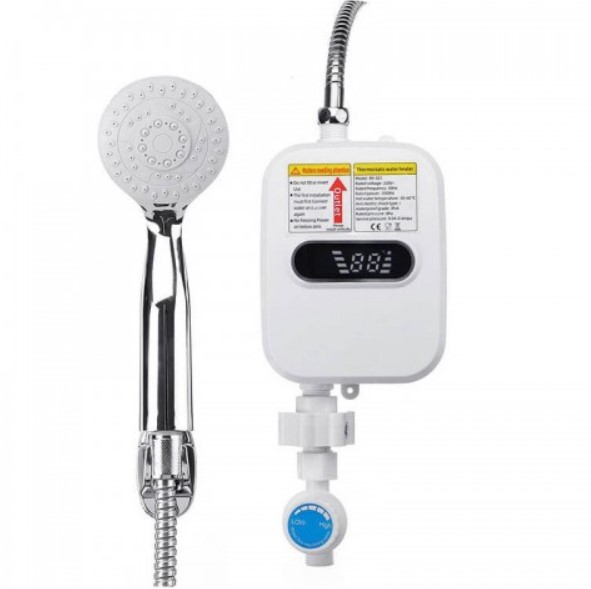 Elektromos  Átfolyós Vízmelegítő LCD képernyővel Tusrózsával RX-021