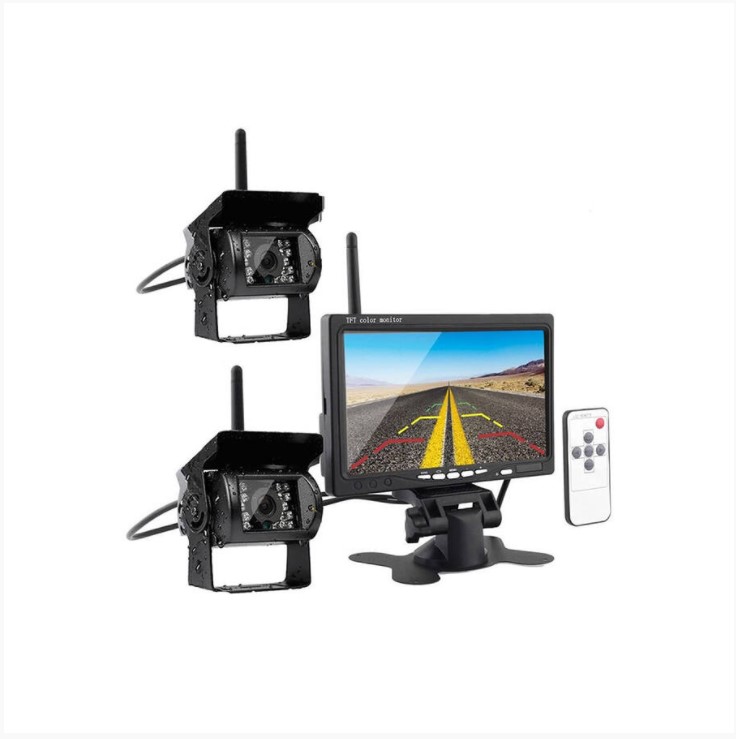 Vezeték Nélküli Kétkamerás Tolató/biztosnági Kamera szett LCD monitorral 7