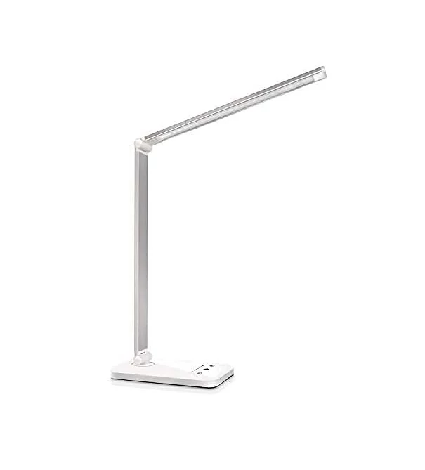 LED Asztali Lámpa Vezeték Nélküli Töltővel 5 Színhőmérséklet 3 Fényerő Ezüst