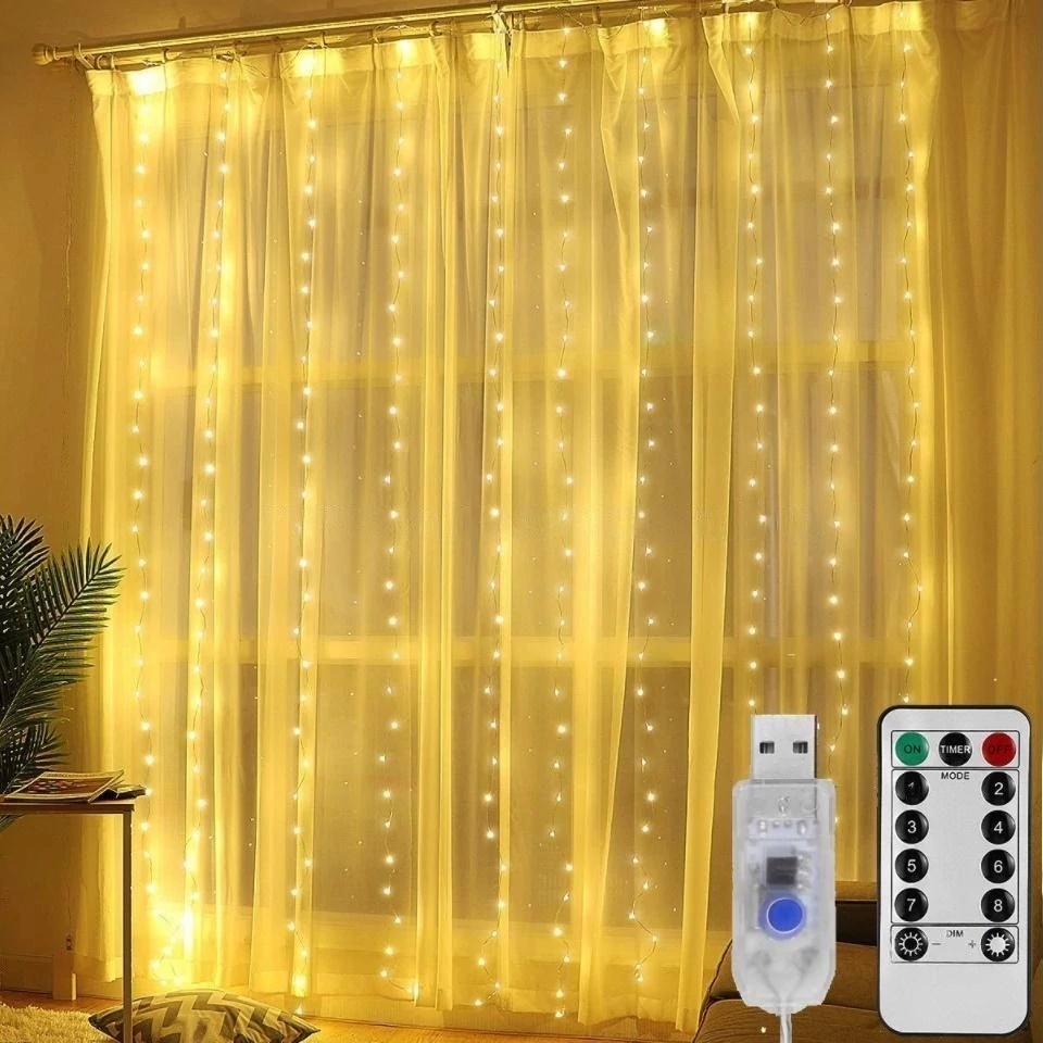 Beltéri Mikroledes 8 Programos Karácsonyi Fényfüggöny 3x2m 200LED Melegfehér
