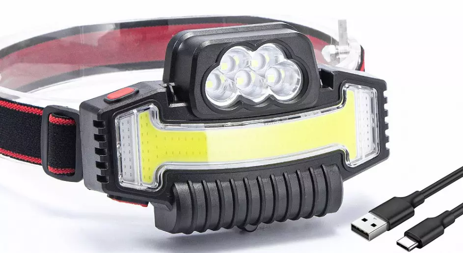 5LED+COB fejlámpa USB újratölthető 5 üzemmódú vízálló W685-5